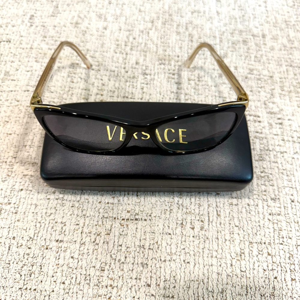 Versace Cat-Eye Glasses with Black and Gold Accents